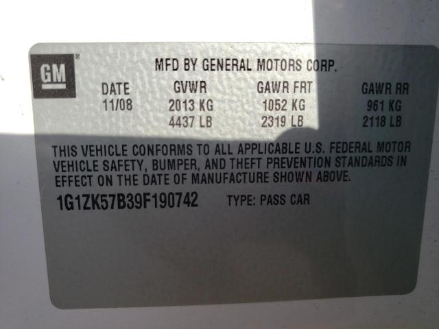 1G1ZK57B39F190742 - 2009 CHEVROLET MALIBU LTZ Blanc photo 12