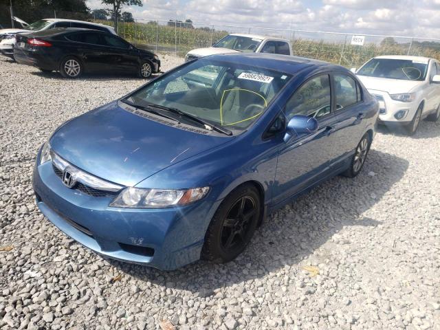 1HGFA16809L002872 - 2009 HONDA CIVIC EX BLUE photo 2