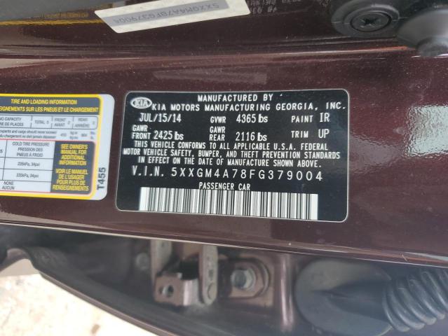 5XXGM4A78FG379004 - 2015 KIA OPTIMA LX BURGUNDY photo 12