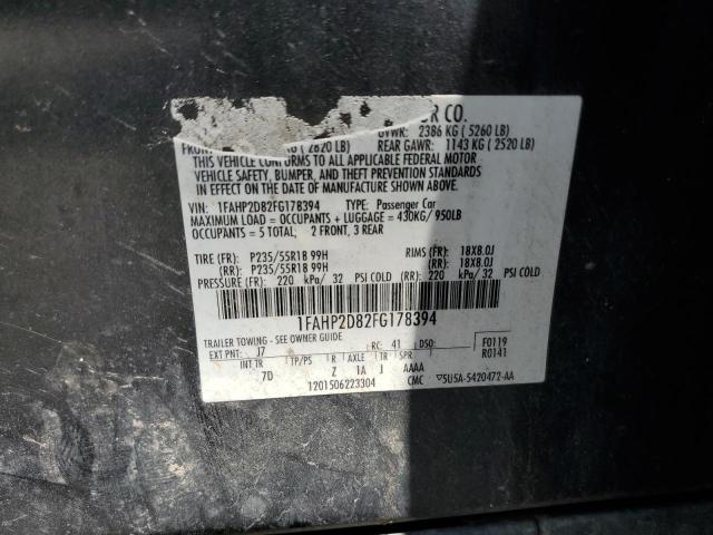 1FAHP2D82FG178394 - 2015 FORD TAURUS SE CHARCOAL photo 13