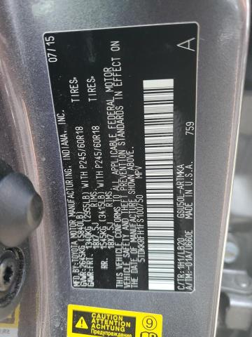 5TDKKRFH1FS100750 - 2015 TOYOTA HIGHLANDER XLE Մոխրագույն լուսանկար 14