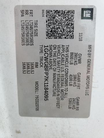 1GCWGBFP7K1184095 - 2019 CHEVROLET EXPRESS G2 თეთრი ფოტო 13