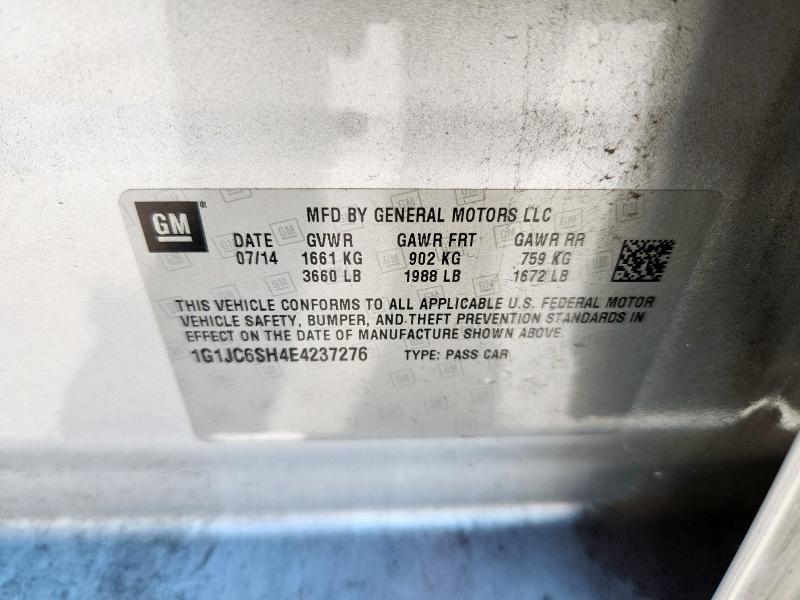 1G1JC6SH4E4237276 - 2014 CHEVROLET SONIC LT SILVER photo 12