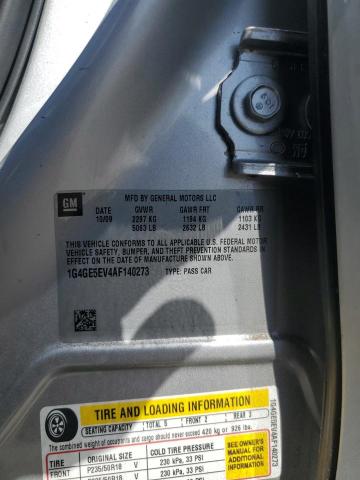 1G4GE5EV4AF140273 - 2010 BUICK LACROSSE CXS SILVER photo 12