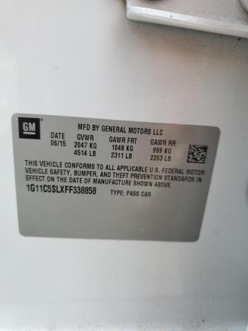 1G11C5SLXFF338858 - 2015 CHEVROLET MALIBU 1LT WHITE photo 12