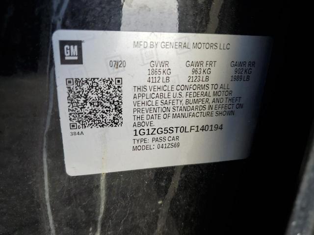 1G1ZG5ST0LF140194 - 2020 CHEVROLET MALIBU RS 黑色 照片 12