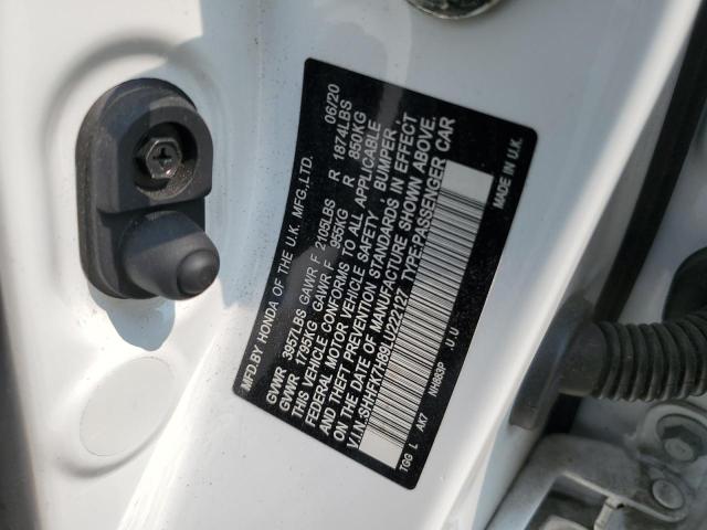 SHHFK7H89LU222127 - 2020 HONDA CIVIC EXL WHITE photo 12