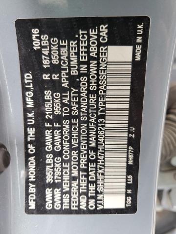 SHHFK7H47HU406213 - 2017 HONDA CIVIC SPORT 灰色 照片 12