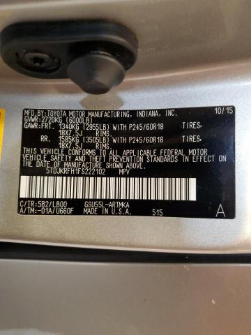 5TDJKRFH1FS222102 - 2015 TOYOTA HIGHLANDER XLE 棕色 照片 13