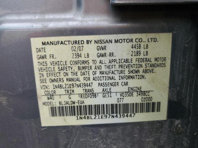 1N4BL21E97N439447 - 2007 NISSAN ALTIMA 3.5SE GRAY photo 12