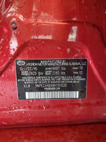 5NPEC4AB4BH191626 - 2011 HYUNDAI SONATA SE RED photo 12