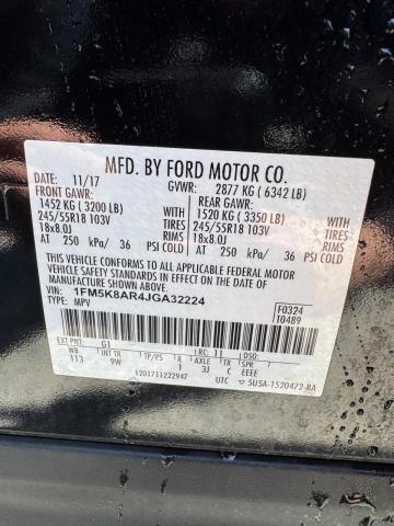 1FM5K8AR4JGA32224 - 2018 FORD EXPLORER POLICE INTERCEPTOR 黑色 照片 10