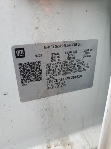 1G1ZB5ST1PF251518 - 2023 CHEVROLET MALIBU LS أبيض صورة 12