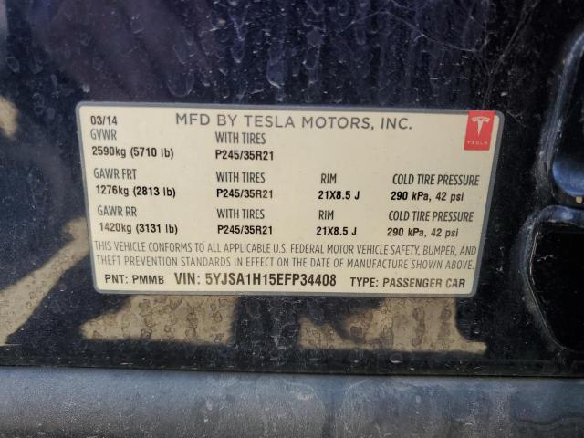 5YJSA1H15EFP34408 - 2014 TESLA MODEL S BLUE photo 13