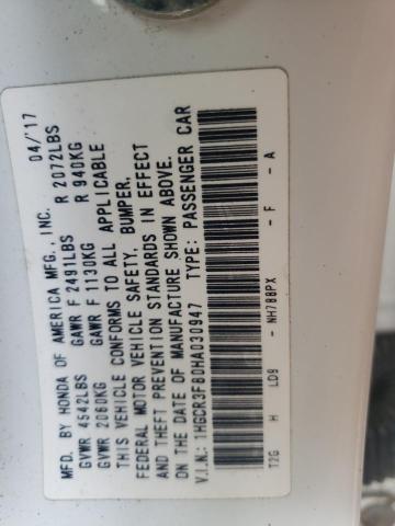 1HGCR3F80HA030947 - 2017 HONDA ACCORD EXL WHITE photo 12