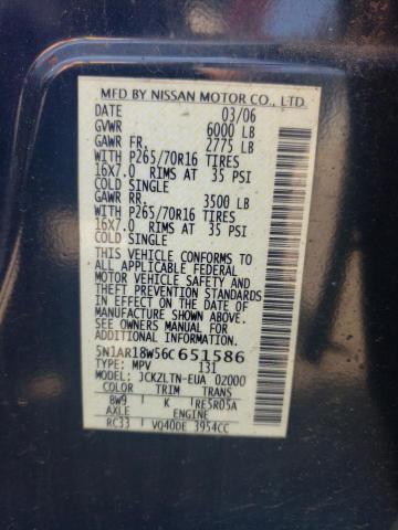 5N1AR18W56C651586 - 2006 NISSAN PATHFINDER LE BLUE photo 13