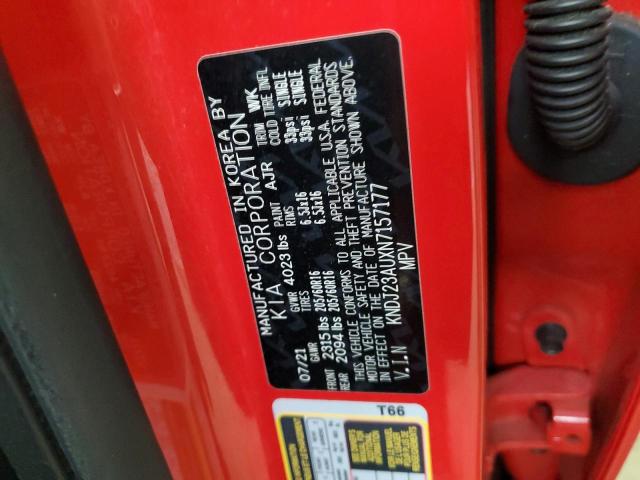 KNDJ23AUXN7157177 - 2022 KIA SOUL LX RED photo 12