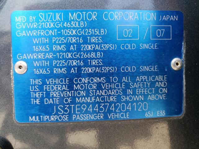 JS3TE944374204120 - 2007 SUZUKI GRAND VITA XSPORT TEAL photo 13