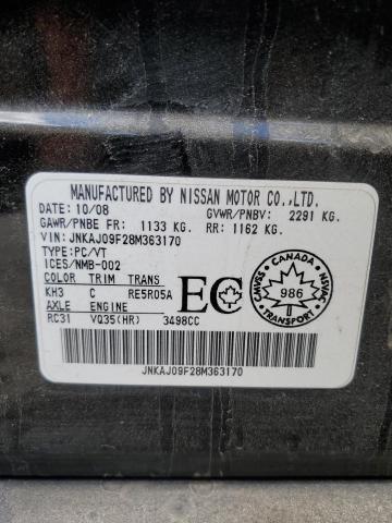 JNKAJ09F28M363170 - 2008 INFINITI EX35 BASE Սև լուսանկար 13