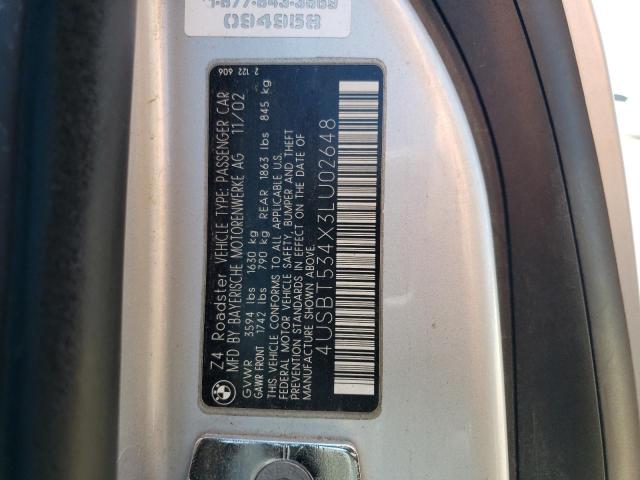 4USBT534X3LU02648 - 2003 BMW Z4 3.0 SILVER photo 13