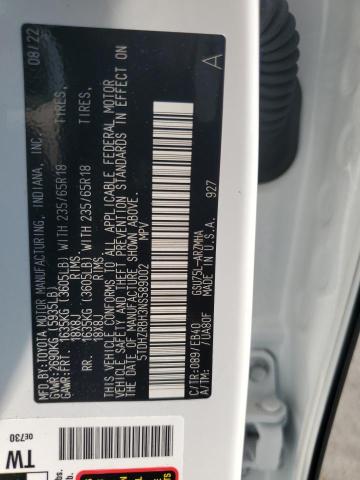 5TDHZRBH3NS589002 - 2022 TOYOTA HIGHLANDER XLE WHITE photo 13