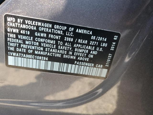 1VWAT7A30EC108294 - 2014 VOLKSWAGEN PASSAT S GRAY photo 12