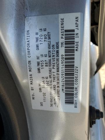 JM1BJ245931149089 - 2003 MAZDA PROTEGE PR5 银色 照片 12