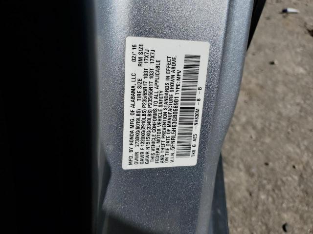 5FNRL5H63GB066901 - 2016 HONDA ODYSSEY EXL SILVER photo 13