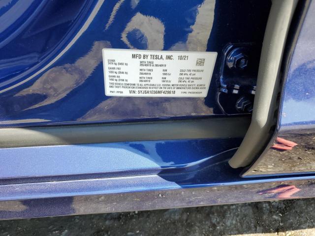5YJSA1E56MF429618 - 2021 TESLA MODEL S 蓝色 照片 12