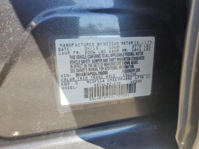 3N1AB7AP5DL709005 - 2013 NISSAN SENTRA S GRAY photo 12