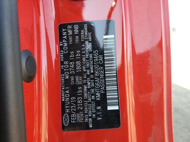 KMHTG6AF8KU019465 - 2019 HYUNDAI VELOSTER BASE RED photo 12