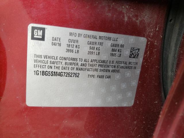 1G1BG5SM4G7262762 - 2016 CHEVROLET CRUZE PREMIER RED photo 12