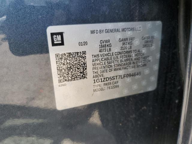 1G1ZD5ST7LF094646 - 2020 CHEVROLET MALIBU LT CHARCOAL photo 12