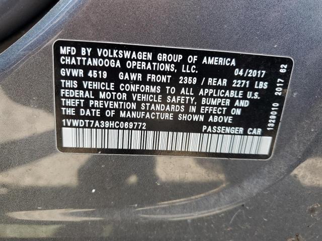 1VWDT7A39HC069772 - 2017 VOLKSWAGEN PASSAT R-LINE Boz foto 12