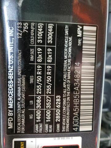 4JGDA5HB5EA348214 - 2014 MERCEDES-BENZ ML 350 4MATIC GRAY photo 13