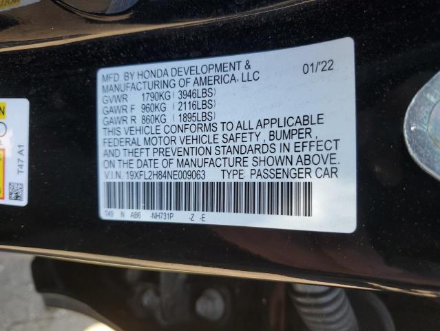 19XFL2H84NE009063 - 2022 HONDA CIVIC SPORT BLACK photo 12