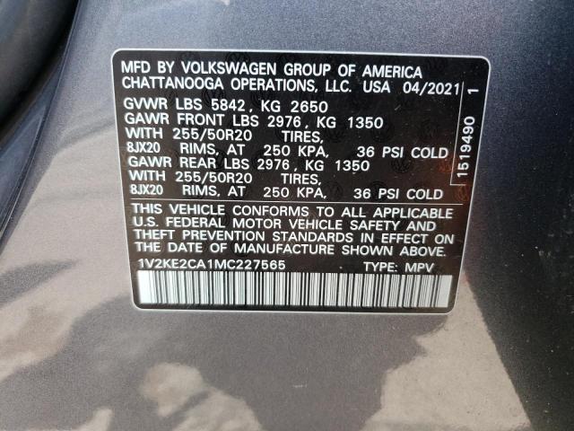 1V2KE2CA1MC227565 - 2021 VOLKSWAGEN ATLAS CROS SE Boz foto 14
