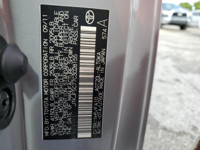 JTKJF5C77C3028155 - 2012 TOYOTA SCION TC 灰色 照片 12