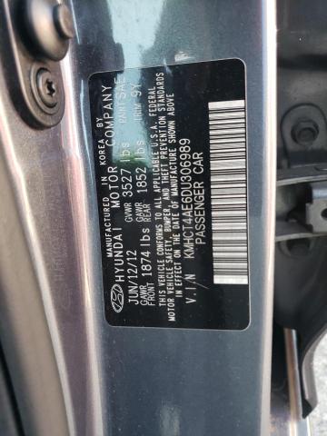 KMHCT4AE6DU306989 - 2013 HYUNDAI ACCENT GLS GRAY photo 12