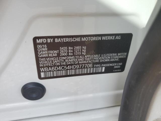 WBA6D4C54HD977706 - 2017 BMW 650 I GRAN COUPE WHITE photo 12