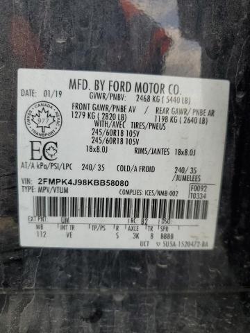 2FMPK4J98KBB58080 - 2019 FORD EDGE SEL BLACK photo 13