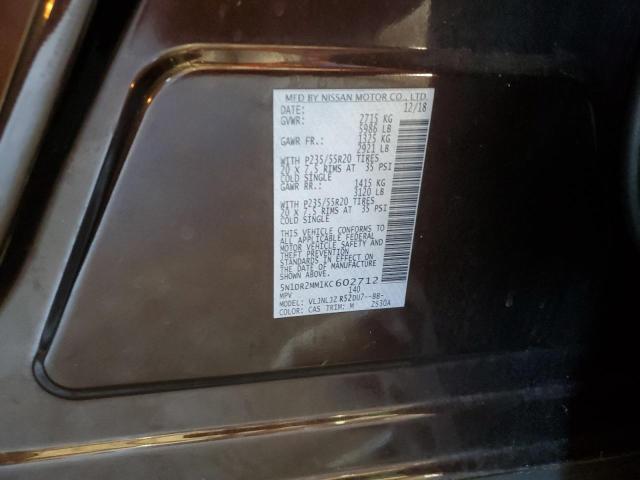 5N1DR2MM1KC602712 - 2019 NISSAN PATHFINDER S BURGUNDY photo 13