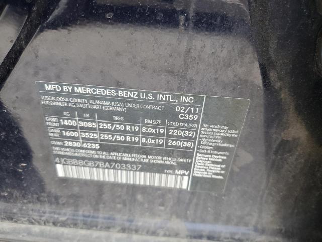 4JGBB8GB7BA703337 - 2011 MERCEDES-BENZ ML 350 4MATIC BLUE photo 13