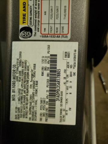 3FADP0L35AR178805 - 2010 FORD FUSION HYBRID GRAY photo 12