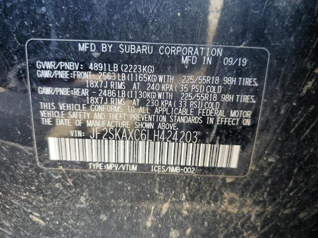 JF2SKAXC6LH424203 - 2020 SUBARU FORESTER TOURING 黑色 照片 13