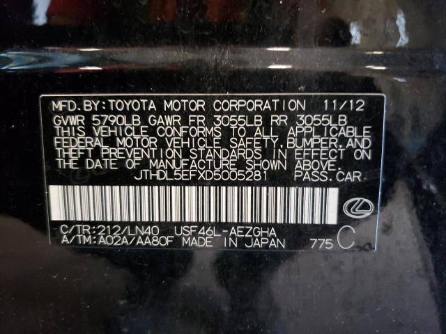 JTHDL5EFXD5005281 - 2013 LEXUS LS 460L BLACK photo 13