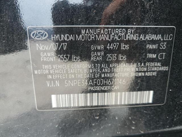 5NPE34AF0JH671146 - 2018 HYUNDAI SONATA SPORT BLACK photo 12