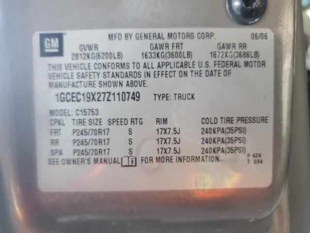 1GCEC19X27Z110749 - 2007 CHEVROLET SILVERADO C1500 CLASSIC Boz foto 12