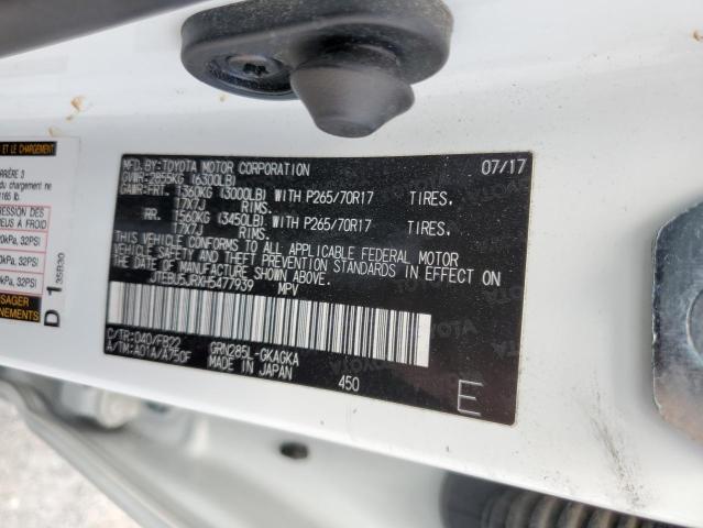 JTEBU5JRXH5477939 - 2017 TOYOTA 4RUNNER SR5/SR5 PREMIUM 白色 照片 12