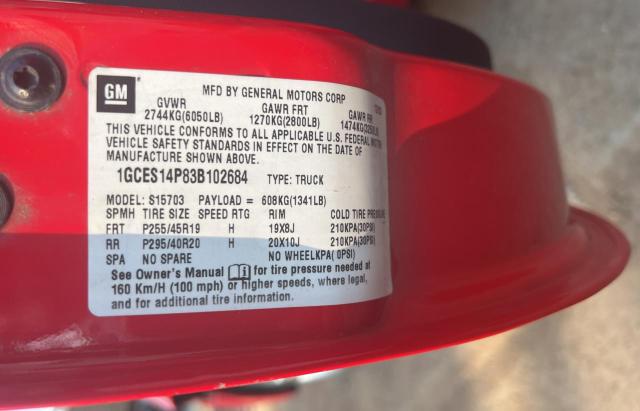 1GCES14P83B102684 - 2003 CHEVROLET SSR 红色 照片 10